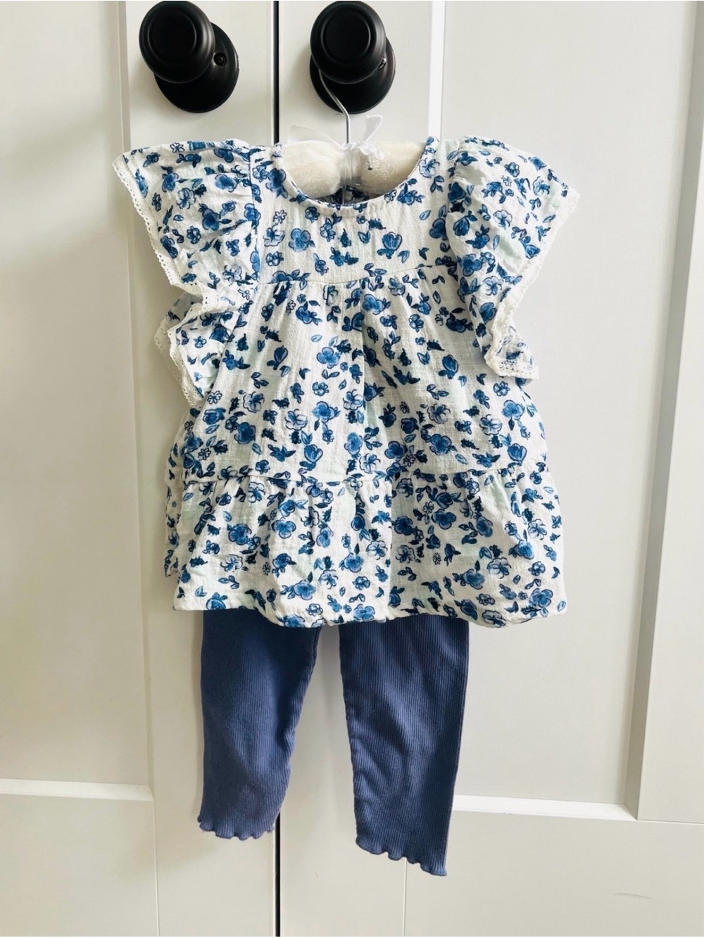 Jessica Simpson Blue Floral Tunic with matching ribbed Leggings Size 3T